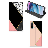 OnePlus Nord CE 5G Stand Case Zwart Roze Vormen - thumbnail