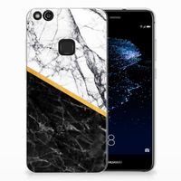 Huawei P10 Lite TPU Siliconen Hoesje Marmer Wit Zwart - Origineel Cadeau Man - thumbnail