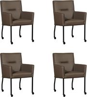 Set van 4 Bruine leren moderne eetkamerstoelen Lucky - Toledo Leer Moss (bruin leer) - thumbnail