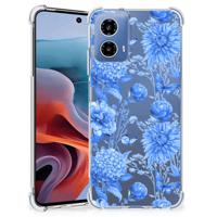 Case voor Motorola Moto G34 Flowers Blue - thumbnail