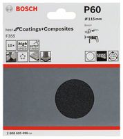 Bosch Accessories 2608605496 Schuurpapier voor schuurschijf Met klittenband, Ongeperforeerd Korrelgrootte (num) 60 (Ø) 115 mm 10 stuk(s) - thumbnail