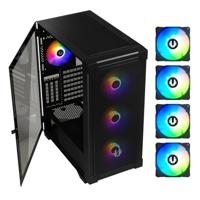 BitFenix Graph Mesh 4 ARGB Fans, High Airflow PC Gaming Case Black, GPU Support 355mm, 240 Top/360 Front AIO Support, 4+4 Controller (LED/PWM System) Temper Glass Aura SYNC/Mystic Light/RGB Fusion 2.0