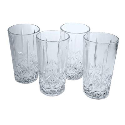 Orange85 Waterglazen - Longdrink - Set Van 4 - Stevig - Sierlijk - Glazen - Water - Drinken - Reliëf - 4 Stuks
