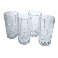 Orange85 Waterglazen - Longdrink - Set Van 4 - Stevig - Sierlijk - Glazen - Water - Drinken - Reliëf - 4 Stuks
