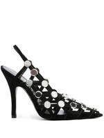 The Attico Grid 105mm rhinestone-embellished pumps - Noir