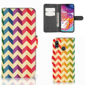 Samsung Galaxy A70 Telefoon Hoesje Zigzag Multi Color