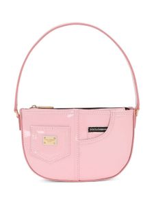 Dolce & Gabbana Kids sac porté épaule en cuir verni - Rose