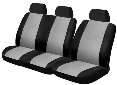 Car Plus stoelhoezenset Van uni polyester zwart/grijs 6 delig Car Plus stoelhoezenset Van uni polyester zwart/grijs 6 delig