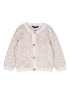 Balmain Kids cardigan boutonné à motif monogrammé - Tons neutres