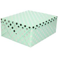 Mint groene folie geschenkpapier zilveren stip 200 x 70 cm   -