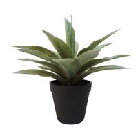 Emerald Kunstplanten Agave - grijs/groen - in zwarte pot - 19 cm   -