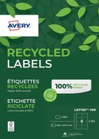 Avery gerecycleerde witte laseretiketten QuickPeel ft 99,1 x 67,7 mm (b x h), 800 stuks, 8 per blad