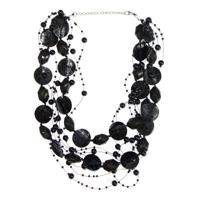 Draad Ketting Parel met Schelp Zwart