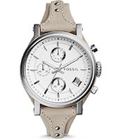 Horlogeband Fossil ES3811 Onderliggend Leder Beige 18mm