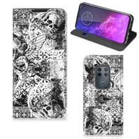 Mobiel BookCase Motorola One Zoom Skulls Angel - thumbnail