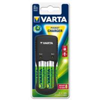 VARTA Acculader, incl. 4x AA 2100mAh, batterijlader voor oplaadbare batterijen, laadt 2 of 4 AA/AAA tegelijkertijd, zaklader, compacte vorm