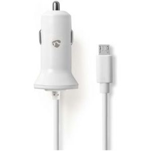 Auto-oplader | 2,4 A | Vaste kabel | micro-USB | Wit