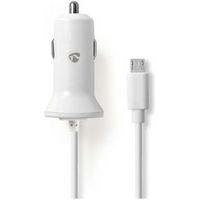 Auto-oplader | 2,4 A | Vaste kabel | micro-USB | Wit - thumbnail