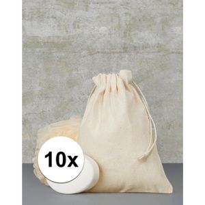 10 x Voordelige beige cadeau tasjes 15 x 20 cm