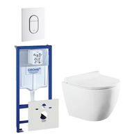 QeramiQ Salina Compact toiletset bestaande uit inbouwreservoir, compact wandcloset met toiletzitting en bedieningsplaat verticaal wit 0729205/0729242/sw258541/ - thumbnail