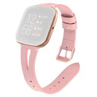 By Qubix - Compatible met Fitbit Versa 1/2 & Lite bandje TPU leer - Roze - Compatible fitbit bandje