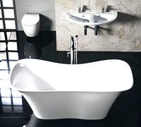Vrijstaande badkuip van gegoten steen, 180 x 80 cm, wit