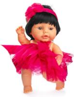 Berjuan babypop 22 cm meisjes vinyl/textiel zwart/rood