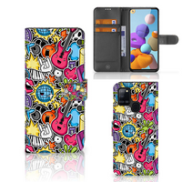 Samsung Galaxy A21s Wallet Case met Pasjes Punk Rock