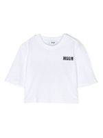 MSGM Kids t-shirt crop à logo imprimé - Blanc