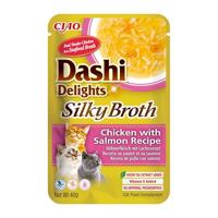 INABA Dashi Delights Silky Bouillon: recept voor kip met zalm (1 x 40 g) / graanvrij, rijk aan eiwitten, natuurlijke ingrediënten, heerlijk en gezond, nat kattenvoer