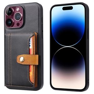 iPhone 15 Pro Max Retro Style Hoesje met Portemonnee - Zwart