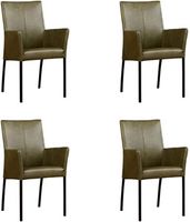 Set van 4 Olijfgroene leren moderne eetkamerstoelen Comfort - Granada leer Moss (olijfgroen leer)