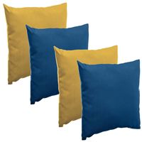 Bank/sier/tuin kussens voor binnen/buiten set 4x stuks geel/blauw 40 x 40 cm - thumbnail