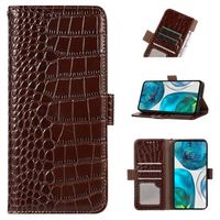 Crocodile Series Motorola Moto G73 Wallet Leren Hoesje met RFID - Bruin - thumbnail