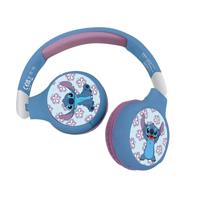Lexibook - Disney Stitch HPBT010D 2-in-1 Bluetooth and Wired Headphones with Microphone and Control Button, Foldable and Adjustable, Rechargeable Long Term Battery