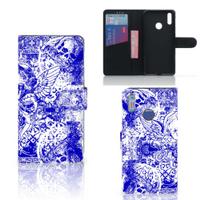 Telefoonhoesje met Naam Huawei Y7 (2019) Angel Skull Blauw