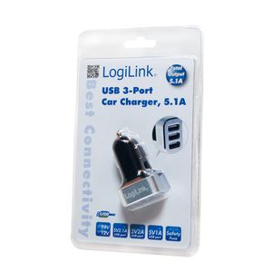 LogiLink Ladegerät USB-oplader 25.5 W Auto Uitgangsstroom (max.) 2100 mA Aantal uitgangen: 3 x USB-A