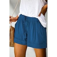 Dames Korte broek Katoenmix Zak zakkerig Medium Taille Korte Licht Blauw Lente zomer Lightinthebox - thumbnail