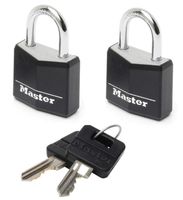 Masterlock 2 x 20mm | 11mm steel shackle, 3mm diam. | 3-pin cylinder | keyed alik | Zwart - 9120EURTBLK - thumbnail