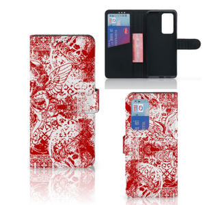 Telefoonhoesje met Naam Huawei P40 Pro Angel Skull Rood