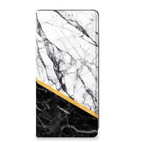 Samsung Galaxy A34 Standcase Marmer Wit Zwart - Origineel Cadeau Man