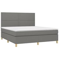 vidaXL Boxspring met matras en LED stof donkergrijs 180x200 cm