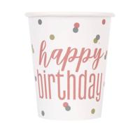 Unique Bekers Birthday 25 Cl Karton Wit/roségoud 8 Stuks