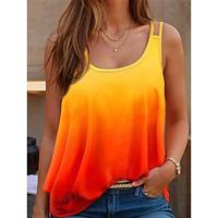 Dames Singlet Hemdje Ombre Afdrukken Vakantie Stijlvol Casual Mouwloos U-hals Blozend Roze Zomer Lightinthebox - thumbnail