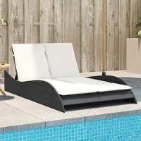 Ligbed met kussens 114x205x73 cm poly rattan zwart - thumbnail