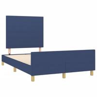 vidaXL Bedframe met hoofdbord stof blauw 120x190 cm, bed, ledikant, tweepersoonsbed, slaapmeubel, bedbodem, bedden, slaapmeubels, slaapmeubelen