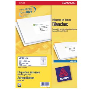 Etiket Avery J8162-25 99.1x33.9mm wit 400stuks