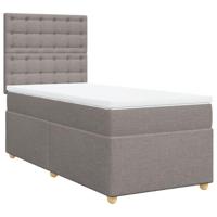 vidaXL Boxspring met matras stof taupe 100x200 cm