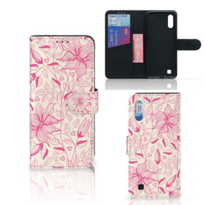 Samsung Galaxy M10 Hoesje Pink Flowers