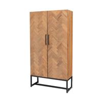 Livingfurn Opbergkast Accent Visgraat Teak en staal, 200 x 105cm - Hout